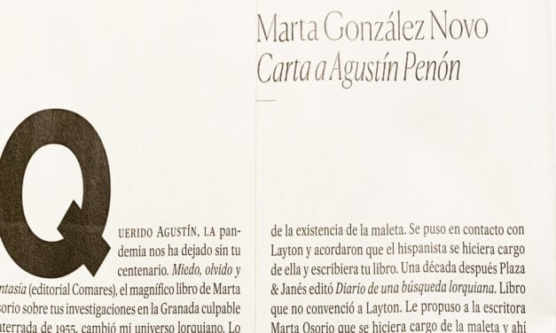 Carta de Marta González novo a Agustín Penón